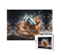 Poezjzw Rugby On Fire Adult Classic Jigsaw 300 Pieces Wooden Puzzle Modern Home Decor Intellectual Game 40 X 28 Cm
