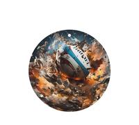 Poezjzw Rugby On Fire Pattern Car Air Fresheners 6 Pcs Round Shape Hanging Aromatherapy Tablets Scented Fresheners For Bedroom Bathroom
