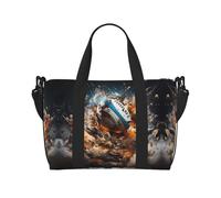 Poezjzw Rugby On Fire Travel Duffle Bag Weekender Carry On Tote Bags For Women Hospital Bags For Labor And Delivery Overnight Luggage Bag, Black, One Size