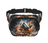 Poezjzw Rugby On Fire Travel Waist Bag Suitable For Running, Cycling And Outdoor Adventures, Store Mobile Phones And Credit Cards, Black, One Size