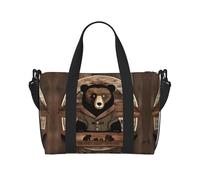Poezjzw Rustic Bear Travel Duffle Bag Weekender Carry On Tote Bags For Women Hospital Bags For Labor And Delivery Overnight Luggage Bag, Black, One Size, Black, One Size