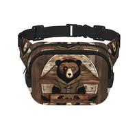 Poezjzw Rustic Bear Travel Waist Bag Suitable For Running, Cycling And Outdoor Adventures, Store Mobile Phones And Credit Cards, Black, One Size, Black, One Size