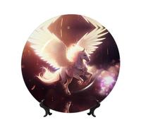 POEZJZW Sacred Pegasus Bone China Decorative Plate Dinner Plates Crafts Perfect Decoration for Home Office and Coffee Shop 7in