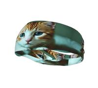 Poezjzw Sad Kitten Pattern Headbands Athletic Baseball Basketball Football Sweatband Breathable Elastic for Sports Running Exercise