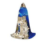 POEZJZW Santorini Greek Island Sea View Pattern Men Women Cloak With Hood Adult Cape With Hood Renaissance Halloween Witch Costume Wizard Cloak L