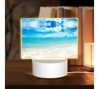 POEZJZW Scenic Sea Water Pattern Led Lamp Base Night Light Acrylic USB 3 Mode for Room Cafe Bar Birthday Party