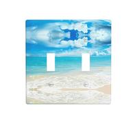 Poezjzw Scenic Sea Water Pattern Wall Plate Outlet Cover Decorative Wall Plate Size 4.5X 4.5in Double Toggle Outlet Light Switch Cover