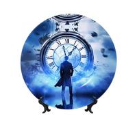 POEZJZW Sci-Fi Clock Bone China Decorative Plate Dinner Plates Crafts Perfect Decoration for Home Office and Coffee Shop 6in
