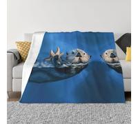 POEZJZW Sea Otter Pattern Blanket Super Soft Flanne Warm Blanket Bed Sofa Living Room Film 40"X30"