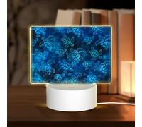 POEZJZW Sea Turtle-Blue Pattern Rectangular Acrylic Night Light Touch Switch Accent for Bookshelves Desks Nightstands