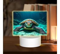 POEZJZW Sea Turtle Pattern Rectangle Acrylic Night Light with USB Cable Adjustable 3 Colors for Restaurant Bar Cafe
