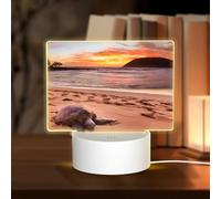 POEZJZW Sea Turtle Sunset Pattern Rectangular Acrylic Night Light Touch Switch Accent for Bookshelves Desks Nightstands