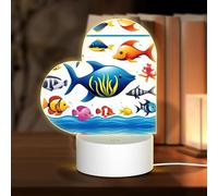 POEZJZW Sea Water Animals Pattern Heart Shape Acrylic Night Light with USB Cable Adjustable 3 Colors for Restaurant Bar Cafe