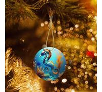 Poezjzw Seabed Coral Seahorse Pattern Ceramic Christmas Ornament Round Hanging Pendant Gifts For Xmas Holidays, Ornaments For Home Decor