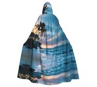 POEZJZW Seaside At Dusk Pattern Hooded Cloak Robe Costume For Adult Men Women Christmas Hoodies Cape Cosplay Costumes