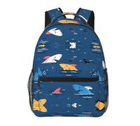 POEZJZW Shark Pattern Lightweight Student Backpack,Laptop Travel Backpack For Girls,Boys,Work College Gifts,Casual Daypacks