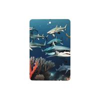 Poezjzw Sharks Under The Sea Pattern Car Air Fresheners 4 Pcs Rectangle Hanging Aromatherapy Tablets Scented Fresheners For Bedroom Bathroom