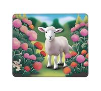 POEZJZW Sheep by The Flowers Pattern Mouse Pad Non-Slip Rubber Stitched Edges Waterproof Gaming Mouse Mat for Desk Gaming Work Wireless Mice 10 X 12 Inch