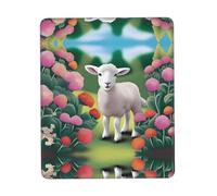 POEZJZW Sheep by The Flowers Pattern Mouse Pad Non-Slip Rubber Stitched Edges Waterproof Gaming Mouse Mat for Desk Gaming Work Wireless Mice 10 X 12 Inch