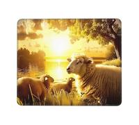 POEZJZW Sheep By The Lake Pattern Mouse Pad, Portable Office Non-Slip Rubber Base Wireless Mouse Pad For Office Laptop Computer Pc 10 X 12 Inch