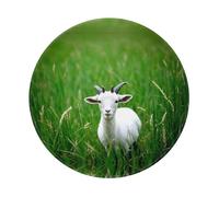 POEZJZW Sheep In Rice Pattern Round Mouse Mat, Cute Mouse Pad, Non-Slip Rubber Base With Stitched Edge, Small Size 7.9 X 7.9 Inch