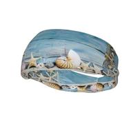 Poezjzw Shell Starfish Pattern Pattern Sports Headband Suitable For Running Yoga Elasticated Moisture Wicking Hairband