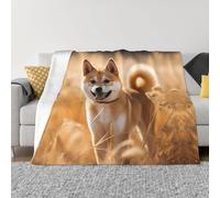 POEZJZW Shiba Inu Pattern Flannel Blanket 40"X30" Blanket For Super Soft Plush For Sofa Bed Couch Camping, And Travel