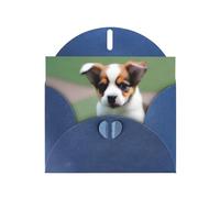 POEZJZW Shy Puppy Pearl Paper Christmas Cards, With Blue Envelopes, Thank You Cards, Wedding, Valentine'S Day Cards 10-Count