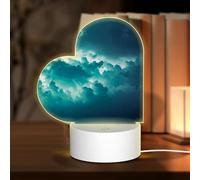 POEZJZW Size of A Cloud Pattern Heart Shape Acrylic Night Light with USB Cable Adjustable 3 Colors for Restaurant Bar Cafe