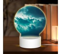 POEZJZW Size of A Cloud Pattern Round Acrylic Night Light with USB Cable Adjustable 3 Colors for Restaurant Bar Cafe