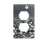 Poezjzw Skeleton in A Sea of Flowers Pattern Outlet Covers Wall Plate Light Switch Plate Decorative for Kitchen Bathroom Bedroom Farmhouse Decor