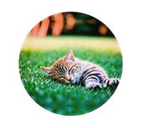 POEZJZW Sleeping Kitten Pattern Round Mouse Mat, Cute Mouse Pad, Non-Slip Rubber Base With Stitched Edge, Small Size 7.9 X 7.9 Inch