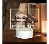 POEZJZW Sloth My Spirit Animal Pattern Led Lamp Base Night Light Acrylic USB 3 Mode for Room Cafe Bar Birthday Party