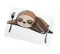 Poezjzw Sloth My Spirit Animal Pattern Placemats Set Of 6 Non Slip Heat Resistant Polyester Table Mats Washable Place Mats For Dinner Party Table Decoration