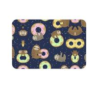 Poezjzw Sloth With Doughnuts Bath Mat- Thin Bathroom Rugs Fit Under Door- Shower Rug For In Front Of Bathtub Shower 15.7x23.6in