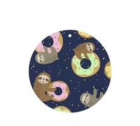 Poezjzw Sloth With Doughnuts Pattern Car Air Fresheners 6 Pcs Round Shape Hanging Aromatherapy Tablets Scented Fresheners For Bedroom Closet Shoe