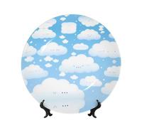 POEZJZW Smiling White Cloud Bone China Decorative Plate Dinner Plates Crafts Perfect Decoration for Home Office and Coffee Shop 8in