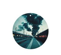 Poezjzw Smokey Train Station Pattern Car Air Fresheners 4 Pcs Round Shape Hanging Aromatherapy Tablets Scented Fresheners For Bedroom Closet Shoe