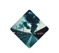 Poezjzw Smokey Train Station Pattern Car Air Fresheners 6 Pcs Square Hanging Aromatherapy Tablets Scented Fresheners For Bedroom Closet Shoe