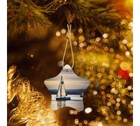 Poezjzw Smooth Sailing Pattern Ceramic Christmas Ornament Star Hanging Pendant Gifts For Xmas Holidays, Ornaments For Home Decor