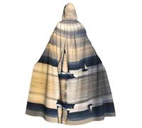 POEZJZW Smooth Sailing Pattern Hooded Cloak Robe Costume For Adult Men Women Christmas Hoodies Cape Cosplay Costumes