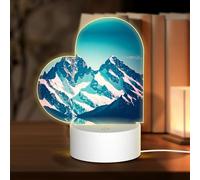 POEZJZW Snow On Top of A Mountain Pattern Heart Shape Acrylic Night Light with USB Cable Adjustable 3 Colors for Restaurant Bar Cafe