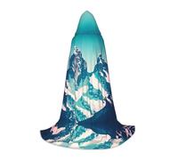 POEZJZW Snow On Top Of A Mountain Pattern Hooded Cloak Robe Costume Cloak For Adult Men Women Christmas Hoodies Cape Cosplay Costumes S