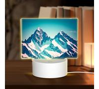POEZJZW Snow On Top of A Mountain Pattern Rectangle Acrylic Night Light with USB Cable Adjustable 3 Colors for Restaurant Bar Cafe