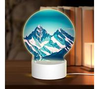 POEZJZW Snow On Top of A Mountain Pattern Round Acrylic Night Light with USB Cable Adjustable 3 Colors for Restaurant Bar Cafe