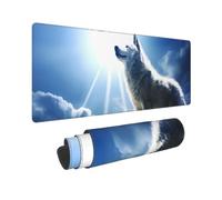 Poezjzw Snow Wolf at The Peak Long Gaming Mouse Pad Large Desk Pad Keyboard Mat with Stitched Edges for Gaming and Office 31.5 X 11.8 in