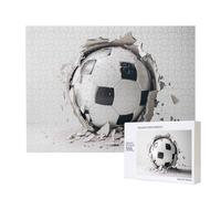 Poezjzw Soccer Ball Kicked Into The Wall Adult Classic Jigsaw 500 Pieces Wooden Puzzle Modern Home Decor Intellectual Game 52 X 38 Cm