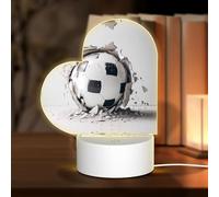 POEZJZW Soccer Ball Kicked Into The Wall Pattern Heart Shape Acrylic Night Light with USB Cable Adjustable 3 Colors for Restaurant Bar Cafe