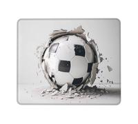 Poezjzw Soccer Ball Kicked Into The Wall Pattern Mouse Pad Non-Slip Rubber Stitched Edges Waterproof Gaming Mouse Mat for Desk Gaming Work Wireless Mice 7.9 X 9.5 in