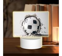 POEZJZW Soccer Ball Kicked Into The Wall Pattern Rectangle Acrylic Night Light with USB Cable Adjustable 3 Colors for Restaurant Bar Cafe